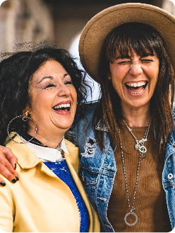 Two women laughing